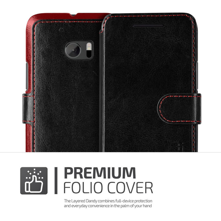 VRS Design Dandy Leather-Style HTC 10 Wallet Case - Black