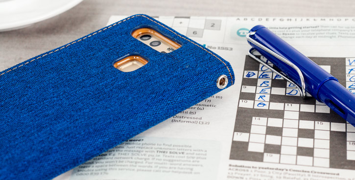 Mercury Canvas Diary Huawei P9 Wallet Case - Blue / Camel