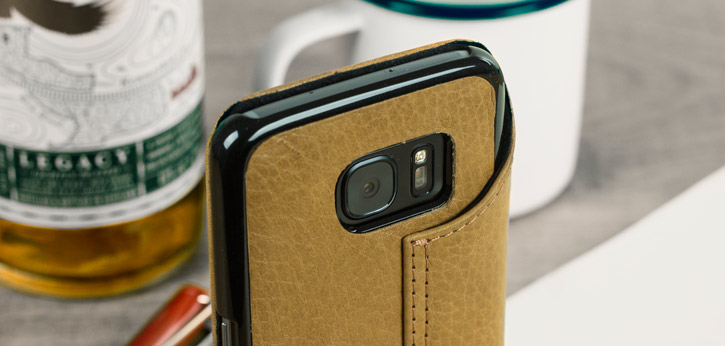 Vaja Agenda Samsung Galaxy S7 Edge Premium Leather Case - Tan Brown