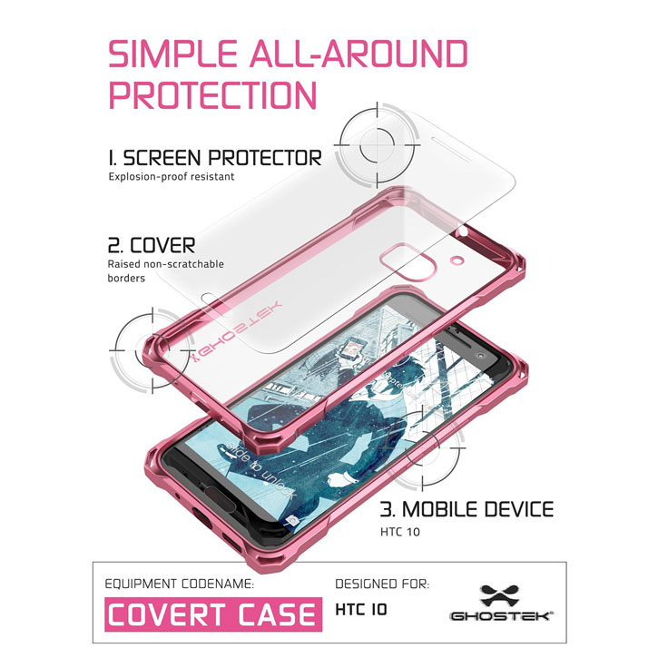 Ghostek Covert HTC 10 Bumper Case - Clear / Red