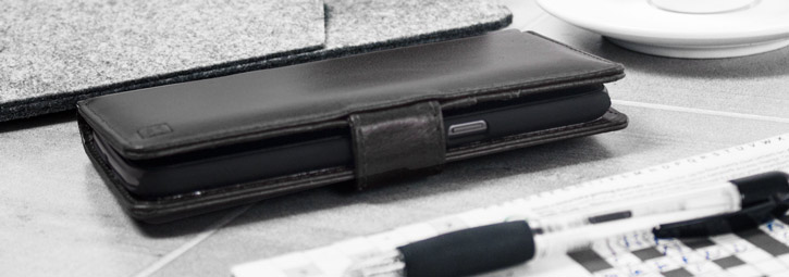 Olixar Genuine Leather Moto G4 Wallet Stand Case - Black