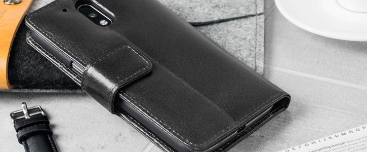 Olixar Genuine Leather Moto G4 Wallet Stand Case - Black