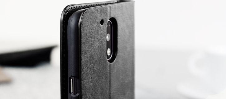 Olixar Leather-Style Moto G4 Wallet Stand Case - Black