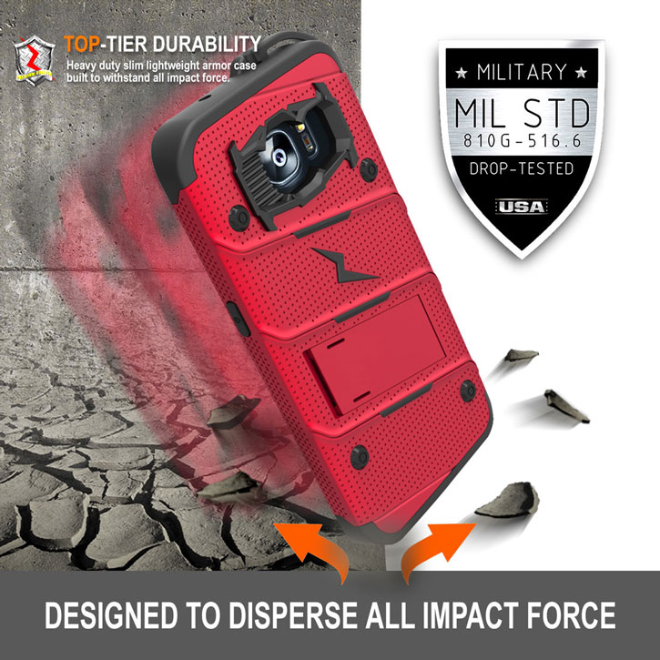 Zizo Bolt Series Samsung Galaxy S7 Edge Tough Case & Belt Clip - Red