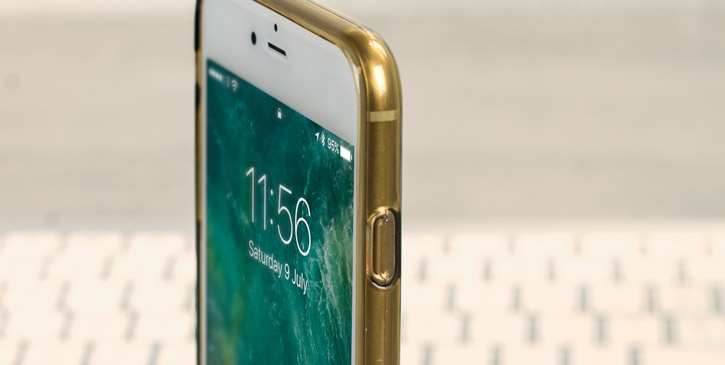Coque iPhone 8 Plus / 7 Plus FlexiShield en gel – Or vue sur touches