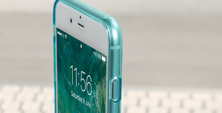 Coque iPhone 8 Plus / 7 Plus Olixar FlexiShield en gel – Bleue vue sur touches