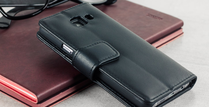 Olixar Genuine Leather Samsung Galaxy A3 2016 Wallet Case - Black