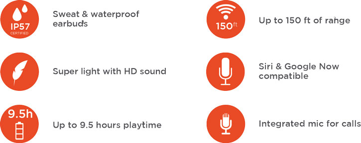 Motoola VerveLife Loop + Wireless Bluetooth Earphones - Black / Orange