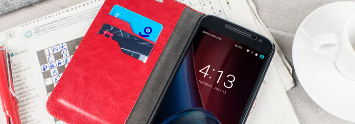Olixar Lederlook Moto G4 Plus Wallet Case - Rood