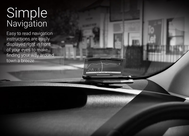 Head Up Display (HUD) In-Car Mount Navigation System