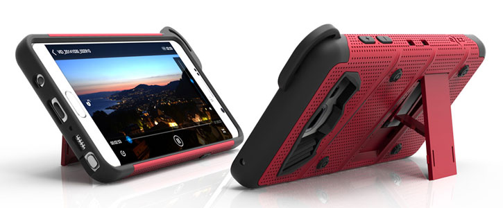 Zizo Bolt Series Samsung Galaxy S7 Edge Tough Case & Belt Clip - Red