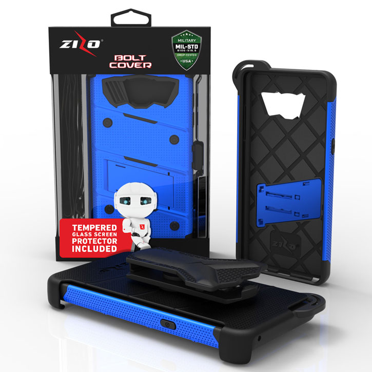 Zizo Bolt Series Samsung Galaxy S7 Edge Tough Case & Belt Clip - Blue