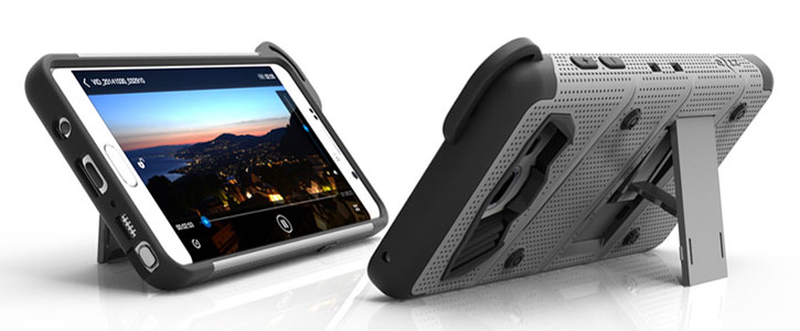 Zizo Bolt Series Samsung Galaxy S7 Edge Tough Case & Belt Clip - Steel