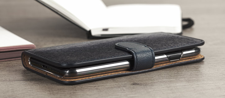 Hansmare Calf iPhone 7 Wallet Case - Navy Blue