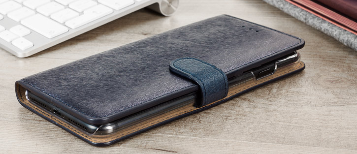 Hansmare Calf iPhone 7 Plus Wallet Case - Navy Blue