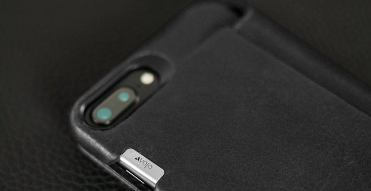 Housse iPhone 7 Plus Vaja Portefeuille Agenda Cuir Premium - Noire vue sur appareil photo