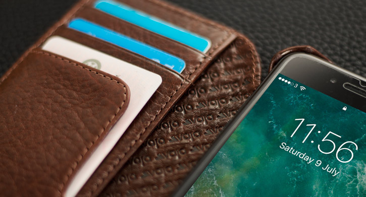 Vaja Wallet Agenda iPhone 7 Premium Leather Case - Dark Brown