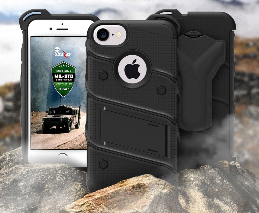 Zizo Bolt Series Iphone 8   7 Tough Case & Belt Clip - Black