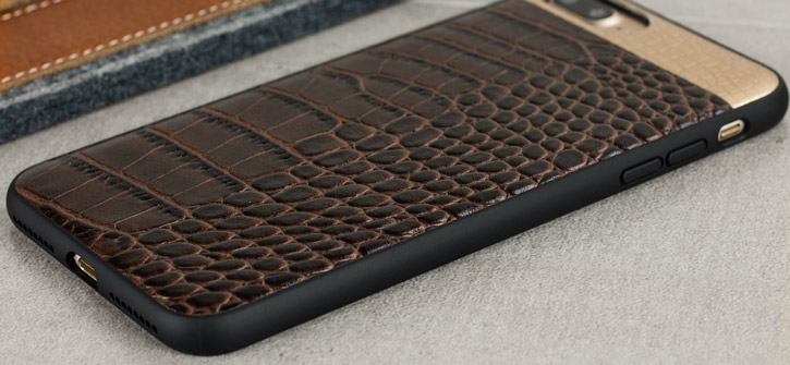 Funda iPhone 7 Plus CROCO2 Piel Auténtica - Marrón