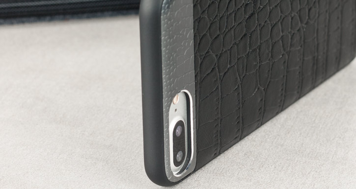 Coque iPhone 8 Plus / 7 Plus CROCO2 Cuir Véritable - Noire