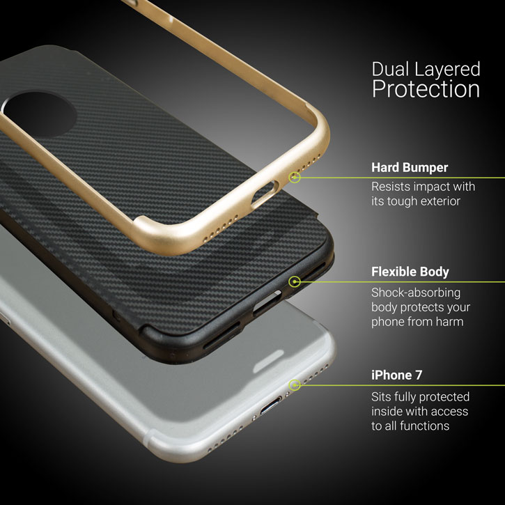 Olixar X-Duo iPhone 7 Case - Carbon Fibre Gold