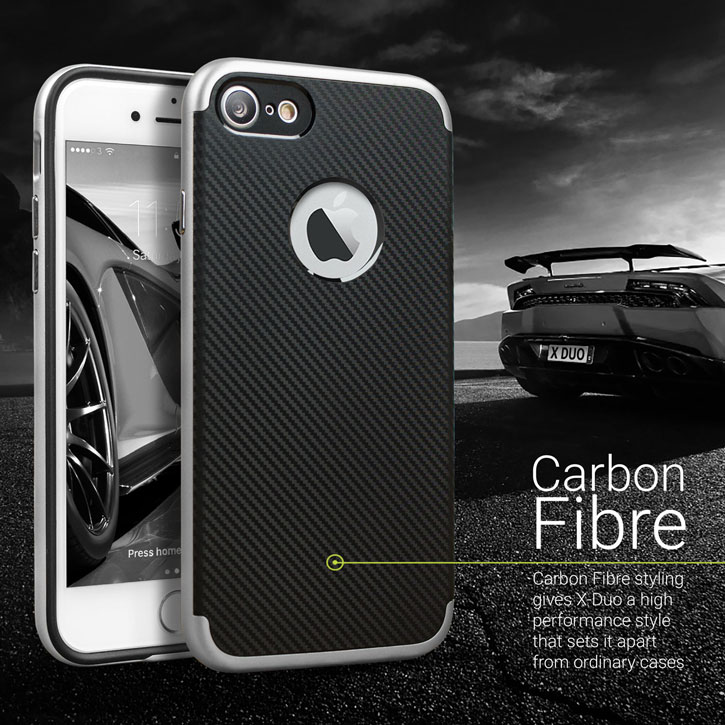 Olixar X-Duo iPhone 7 Case - Carbon Fibre Silver