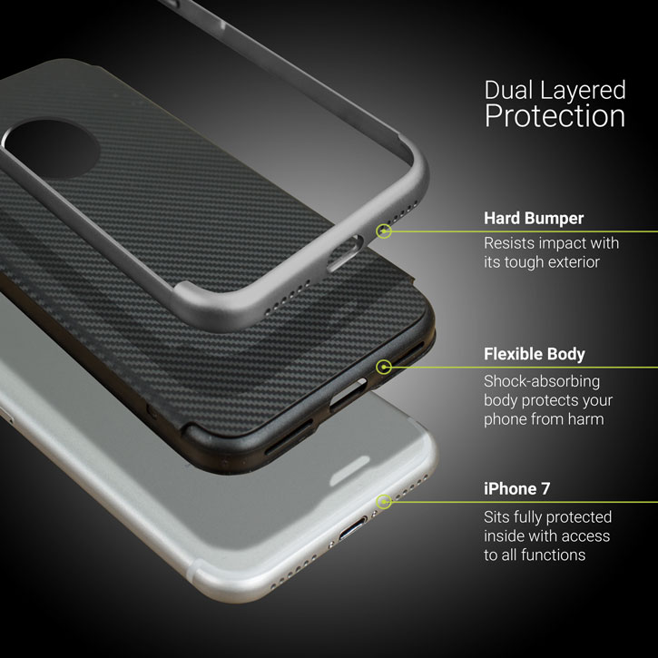 Olixar X-Duo iPhone 8 Case - Carbon Fibre Metallic Grey
