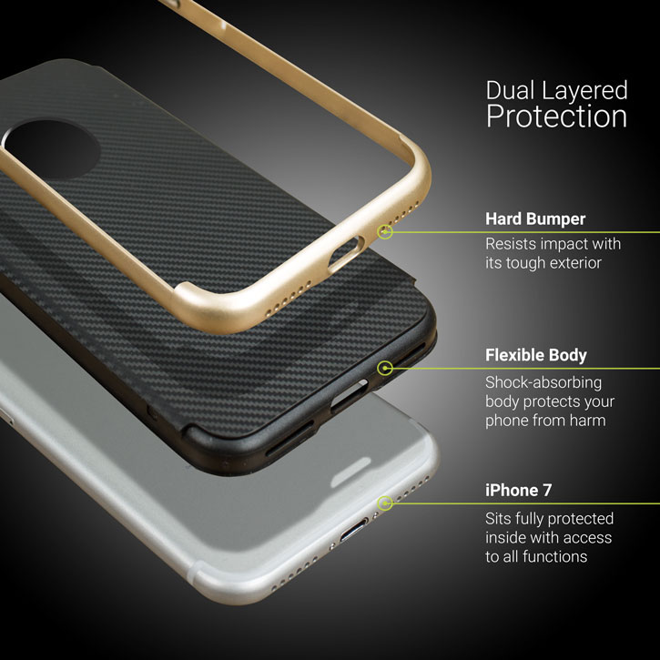 Olixar X-Duo iPhone 8 Plus Case - Carbon Fibre Gold