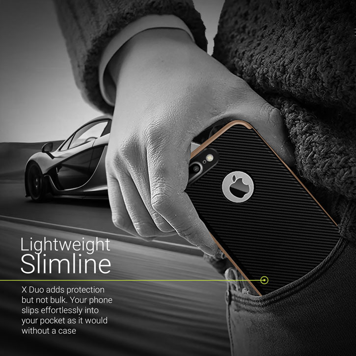 Olixar X-Duo iPhone 8 Plus Case - Carbon Fibre Gold