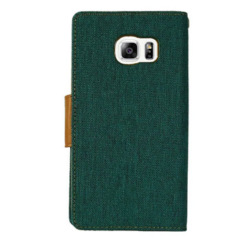 Mercury Canvas Diary Samsung Galaxy S6 Wallet Case - Green/Camel