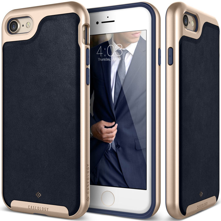 Caseology Envoy Series iPhone 7 Case - Leather Navy Blue