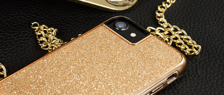 Coque iPhone 7 Prodigee Sparkle Fusion Glitter – Or Rose vue sur appareil photo