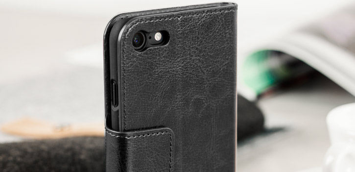 Olixar Leather-Style iPhone 8 / 7 Wallet Stand Case - Black