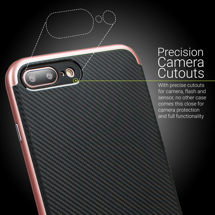 Olixar X-Duo iPhone 7 Plus Case - Carbon Fibre Rose Gold