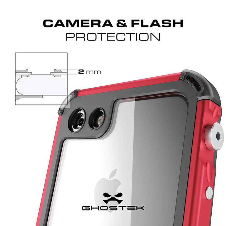 Coque iPhone 7 Ghostek Atomic 3.0 Waterproof Tough - Rouge vue sur appareil photo