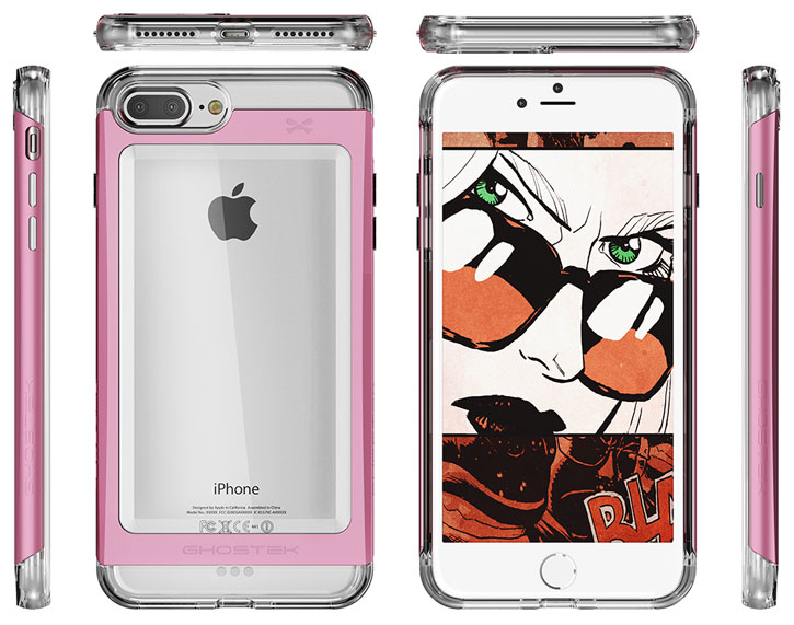 Ghostek Cloak iPhone 7 Plus Aluminium Tough Case - Clear / Pink