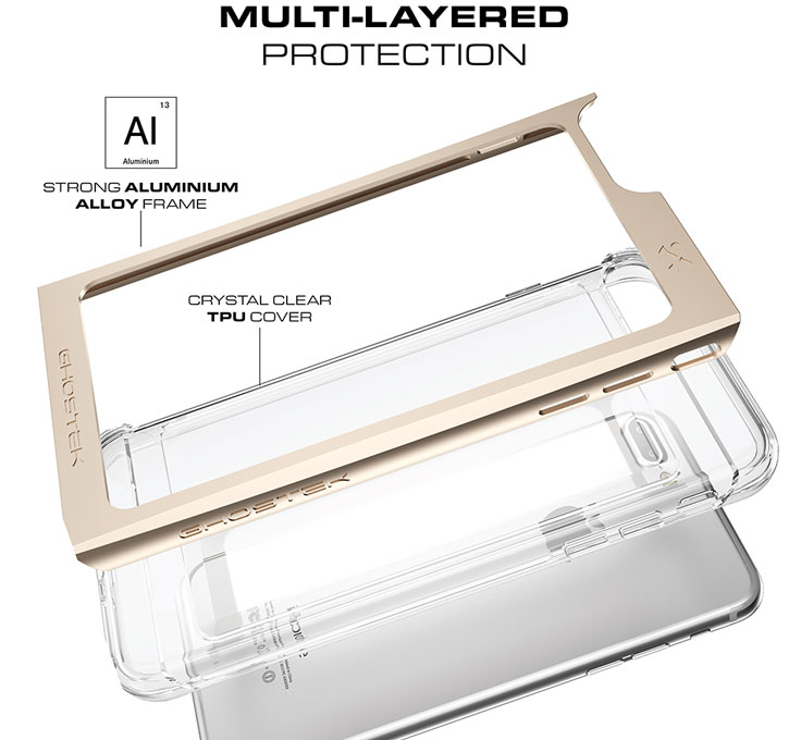 Ghostek Cloak IPhone 7 Plus Aluminium Tough Case - Clear / Silver