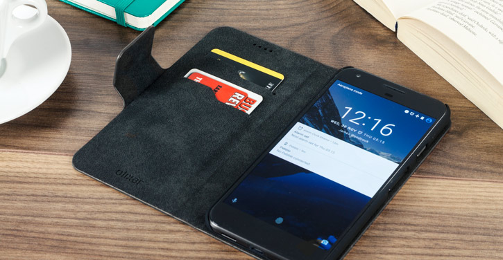 Olixar Leather-Style Google Pixel Wallet Stand Case - Black