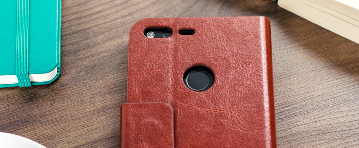 Olixar Leather-Style Google Pixel Wallet Stand Case - Brown