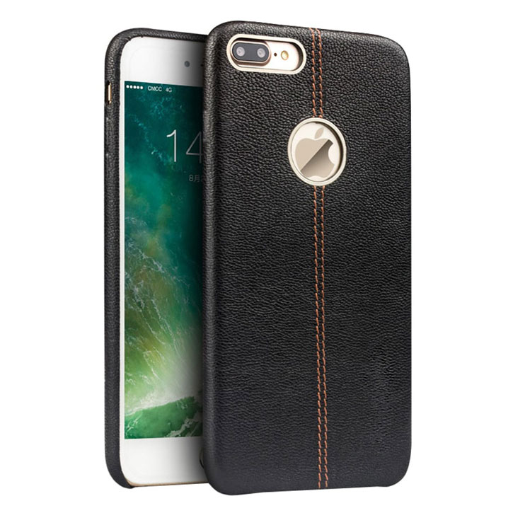 Premium Genuine Leather iPhone 7 Plus Case - Black