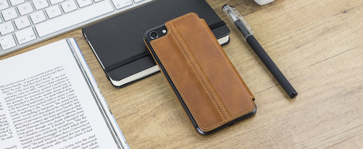 Olixar Slim Genuine Leather Flip iPhone 8 / 7 Wallet Case - Tan