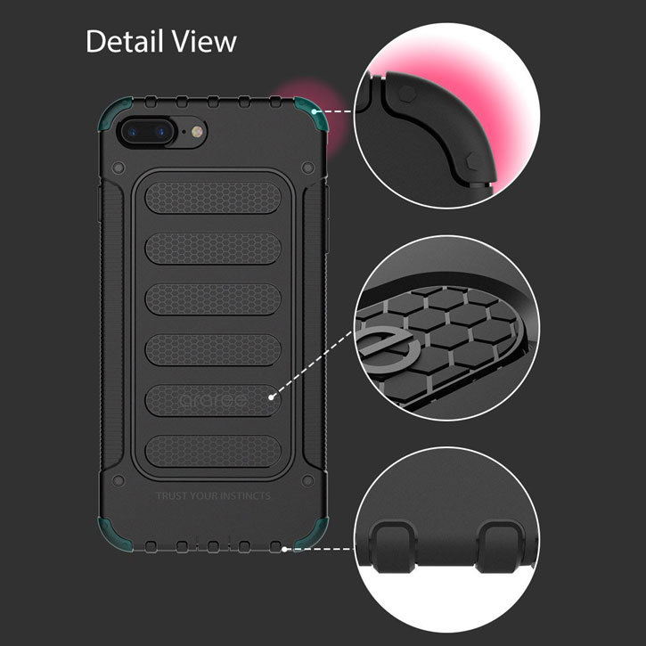 Coque iPhone 7 Plus Araree Wrangler Fit – Noire vue sur appareil photo