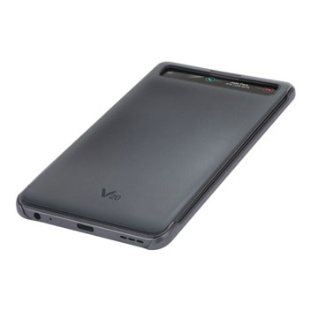 Coque Officielle LG V20 QuickCover Folio - Noire vue sur ports