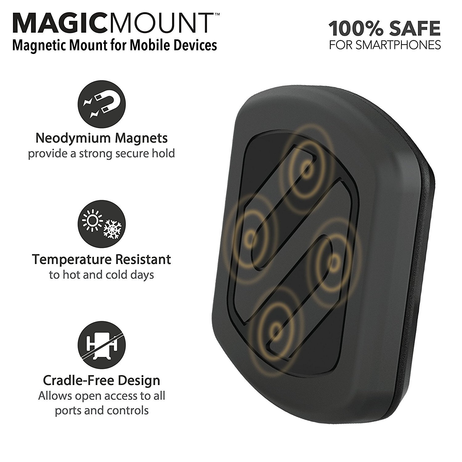 Scosche MagicMount Dash & Window Smartphone Magnetic Car Holder- Black