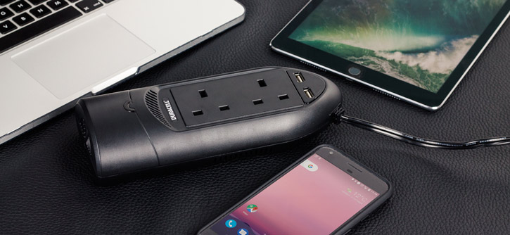 Chargeur voiture Duracell double USB et double prise secteur – Noir