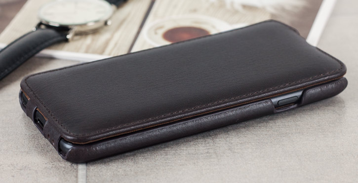 Caseual Genuine Leather iPhone 7 Flip Cover - Italian Black
