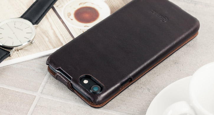 Caseual Genuine Leather iPhone 7 Flip Cover - Italian Mocha