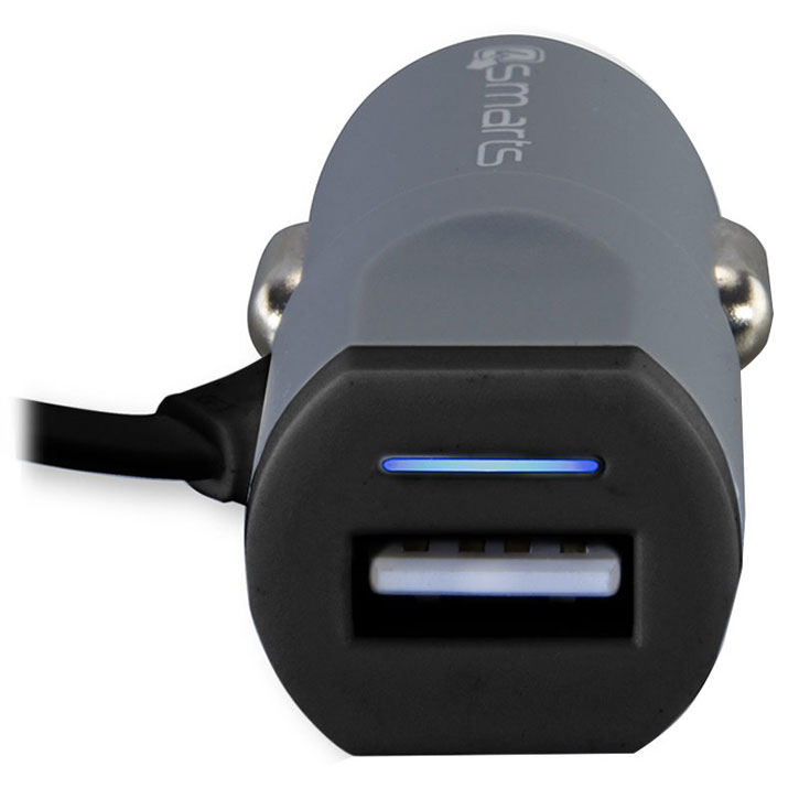 4Smarts MultiCord 3.4A Micro USB & USB-C Car Charger - Black / Grey