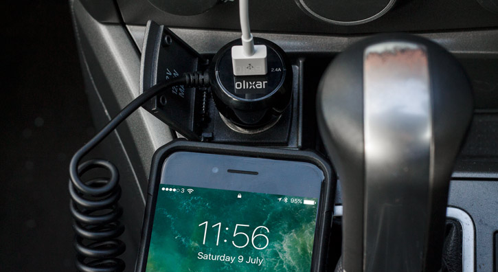 Olixar Super Fast Lightning Car Charger with USB Port - Black