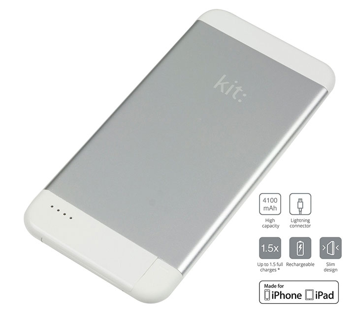 Kit Executive 4,100mAh Portable Lightning Power Bank - Silver